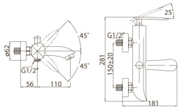 Фото Смеситель для ванны и душа BelBagno Volturno VOL-VASM-CRM