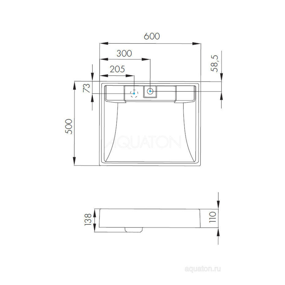 Раковина Aquaton Рейн 60 1A72103KRW010