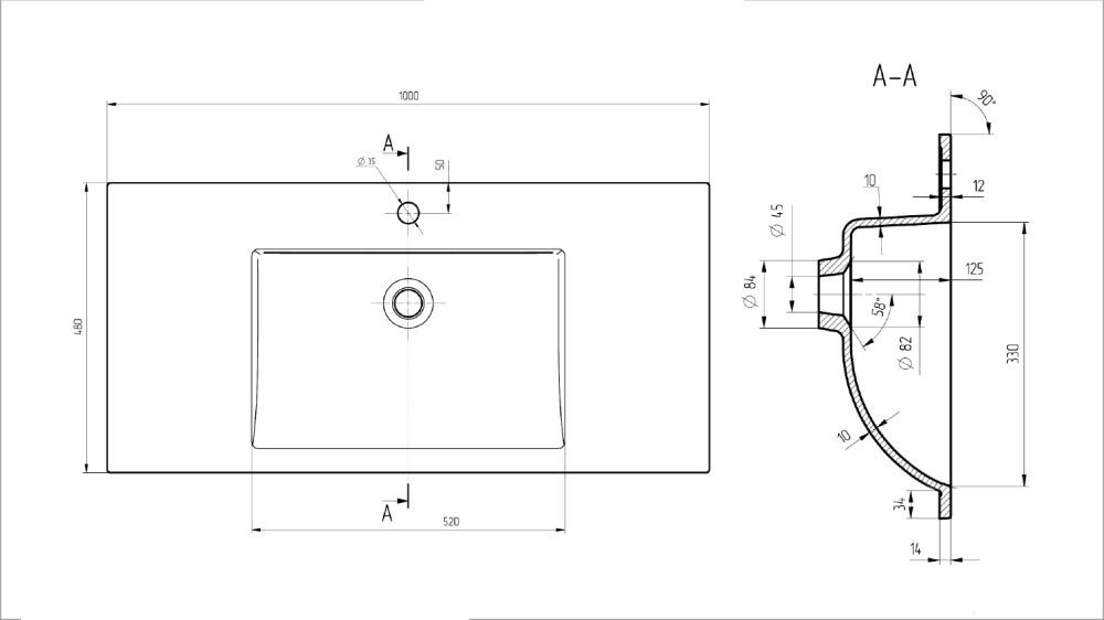 Фото Раковина из кварца Vincea (VCB-13100G) серый, матовый