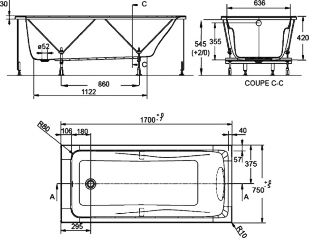Фото Акриловая ванна 170x75 Jacob Delafon (E60491RU-00), прямоугольная