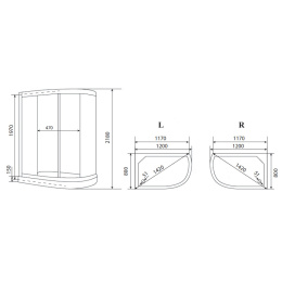 Душевая кабина 120x80x218 Timo (TE-0702 R) С гидромассажем, акрил, Поддон низкий