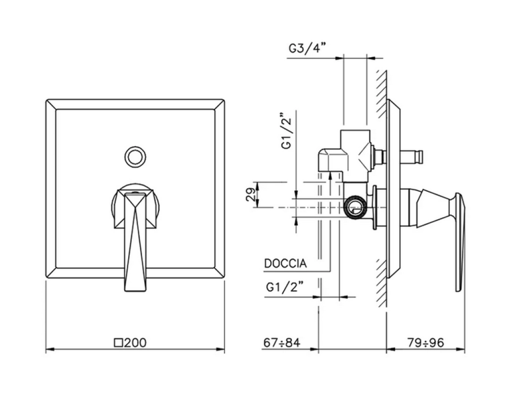 Смеситель для душа Nicolazzi Vincent 3006EXTCR35 встраиваемый