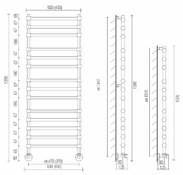 Полотенцесушитель водяной Margaroli Sole 464-11 4644711GON, высота 107.6 см, ширина 53.5 см, золото