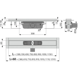 Водоотводящий желоб AlcaPlast (APZ6S-950) хром