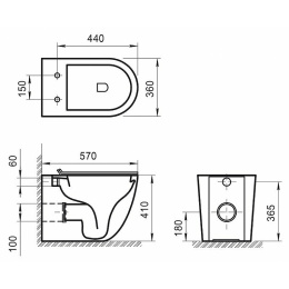 Чаша приставного унитаза BelBagno SFERA-R BB2141CBR