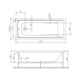 Каркас для ванны 62х164,5 Am.Pm Gem (W90A-170-070W-R) серый