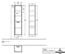 Villeroy Boch Collaro C036LDFQ Шкаф пенал для ванной комнаты, петли справа (Oak Graphite)