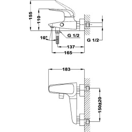 Смеситель для ванны / душа Teka Itaca 67121020N2 PVD, черный
