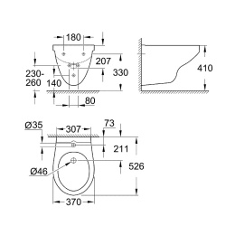 Биде подвесное Grohe Bau Ceramic 39433000 стандартное