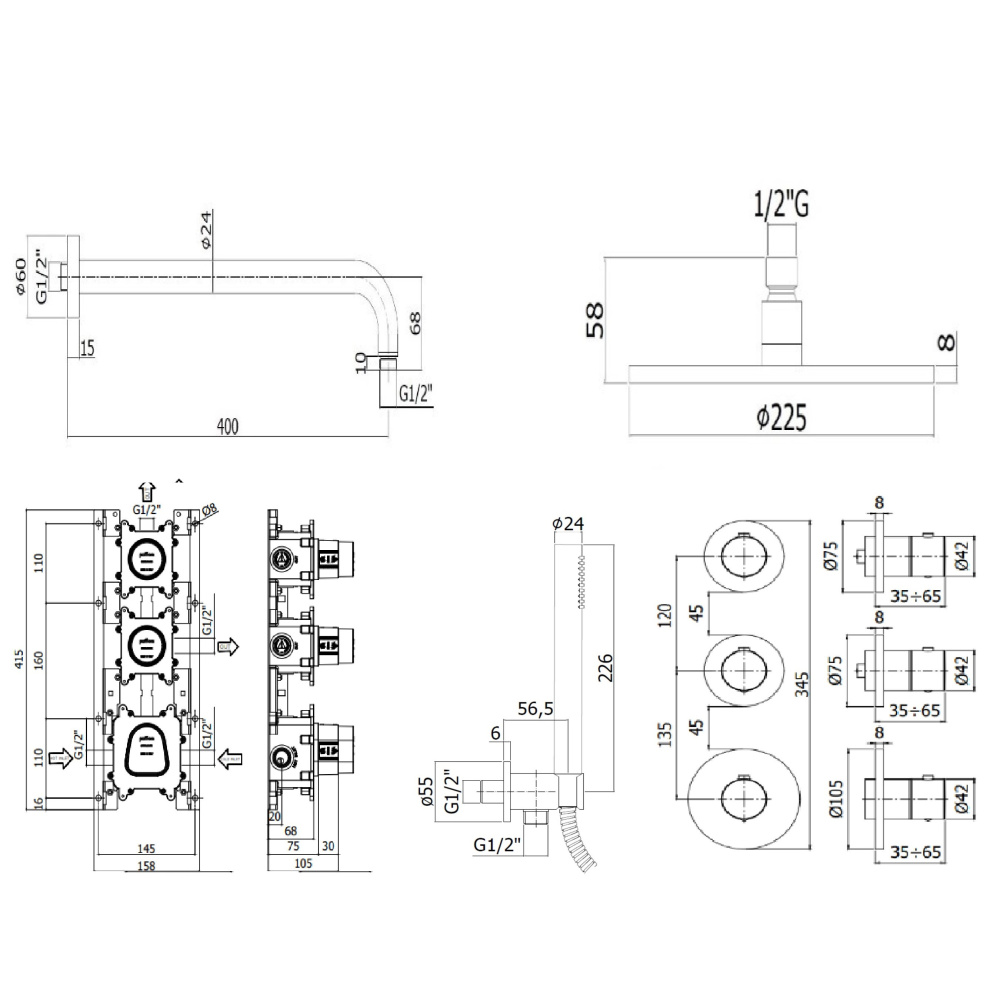 Комплект со смесителем Paffoni MODULAR BOX (KITMB018CR) хром