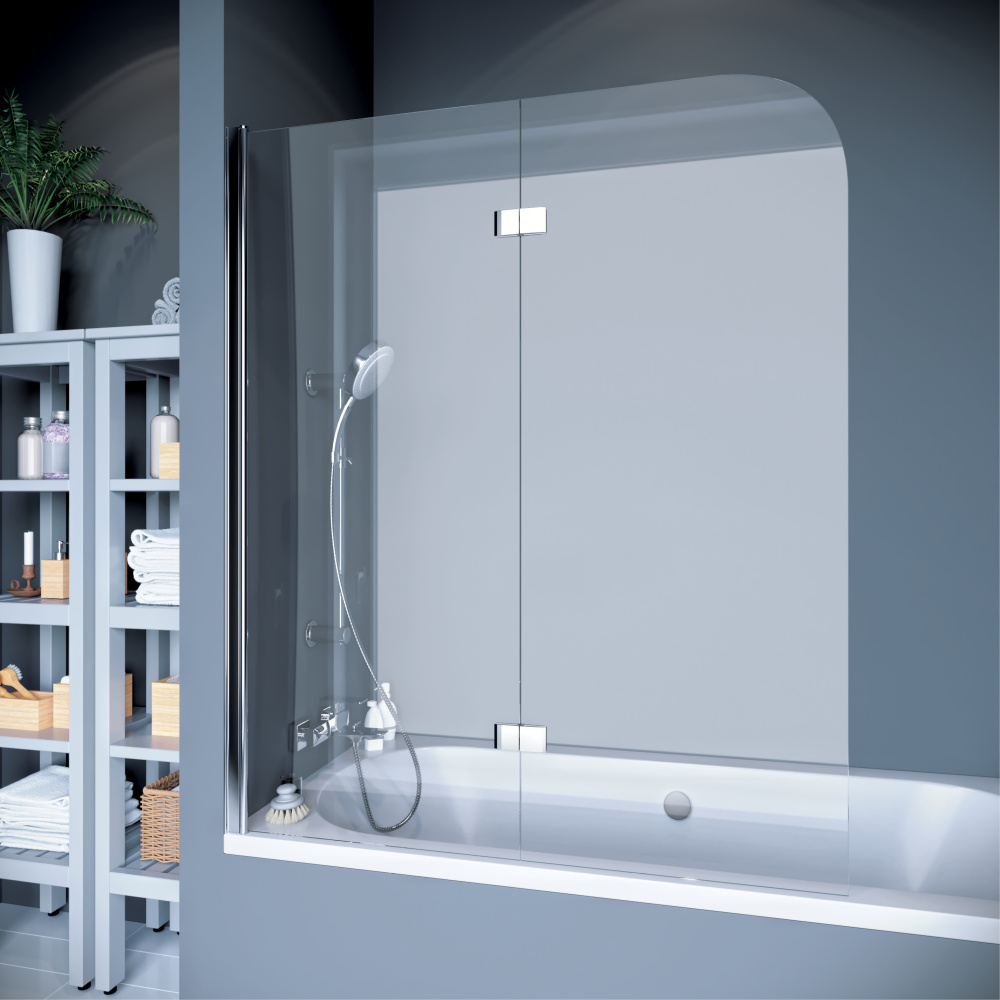 Фото Шторка на ванну Koller Pool Waterfall Line двухлементная 1150x1400 chrome; clear (QP97(left) chrome,