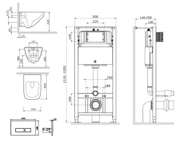 Инсталляция + унитаз + клавиша Am.Pm Inspire 2.0 (IS47001.50A1700) белый, синий