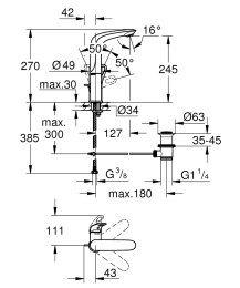 Смеситель Grohe Eurostyle 23569003 для раковины, высокий, размер "L"