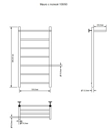 Полотенцесушитель электрический Aquanet Mauro 100х50 Тэн справа , с полкой
