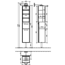 Шкаф-пенал A502ALEA VILLEROY&BOCH LIFETIME 350 x 1720 2072 x 350 525 мм