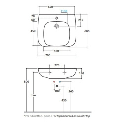 Фото Раковина подвесная Globo Argento (GEA70.BI) белый