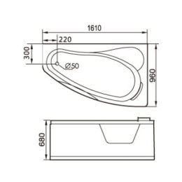 Акриловая ванна 161x96 Gemy (G9046 K R), угловая асимметричная