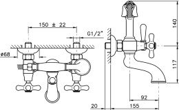 Фото Смеситель Nicolazzi 2501DB Nuova Brenta для ванны, старая бронза