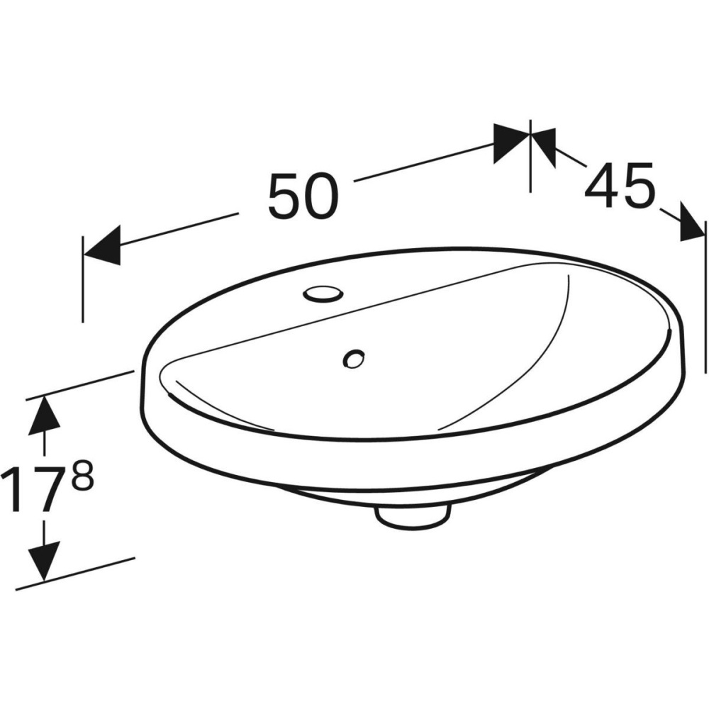 Geberit Variform 500.712.01.2 Раковина, встраиваемая сверху, накладная