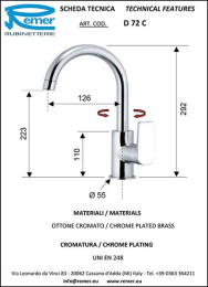 Смеситель Remer для кухни RR D72C