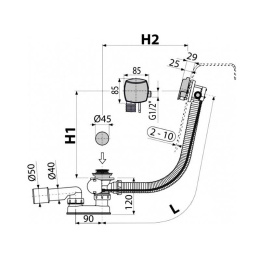 Слив-перелив AlcaPlast A564ANTIC с наливом через перелив, цвет - античное золото