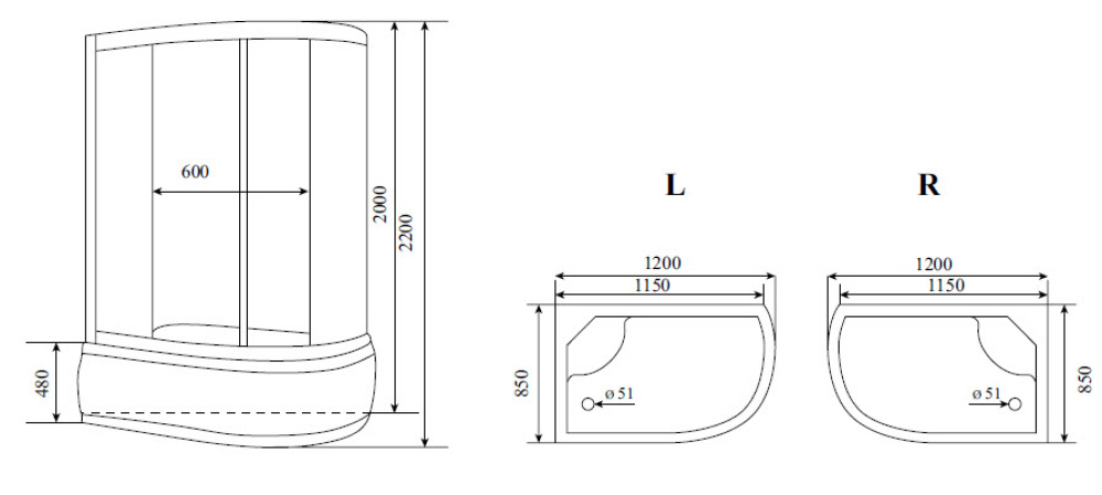 Душевая кабина 120x85x220 Timo (T-7720 R) С гидромассажем, акрил, Поддон глубокий
