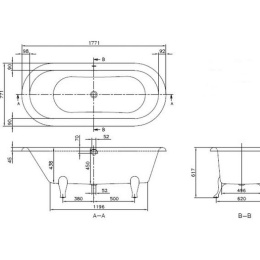 Квариловая ванна Villeroy&Boch Hommage 177x77 см (UBQ180HOM7V-01) белый