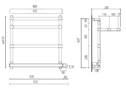 Полотенцесушитель электрический Margaroli Sole 554-3 с полкой BOX 5544703SAPB, сатин