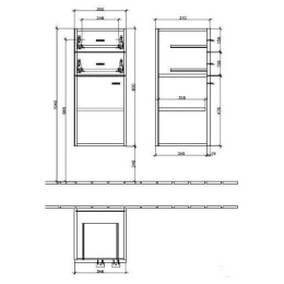 Шкафчик навесной 9706N1BM VILLEROY&BOCH Central Line, 350 x 800 x 370 мм