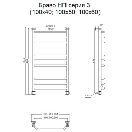 Полотенцесушитель Тругор  Браво НП 3 100*60 (ЛЦ4) (Браво3/нп10060)