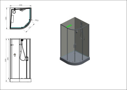 Фото Душевая кабина 100x100x202 Aquanet (00282010) Без гидромассажа, Акрил, Поддон низкий