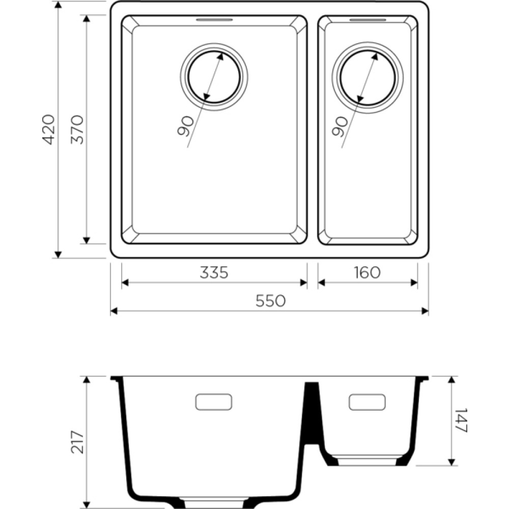 Кухонная мойка Omoikiri Kata 55-2-U-PA Artgranit (4993386) пастила