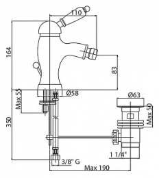 Фото Смеситель для биде Cezares Vintage VINTAGE-BSM1-03/24-Sw