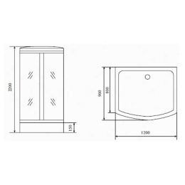 Душевая кабина 120x90x220 Timo (T-6615 B) Без гидромассажа, акрил, Поддон низкий