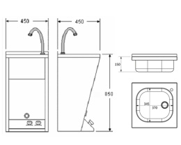 Раковина Nofer 13045.S с пьедесталом и двумя педалями для включения подачи воды