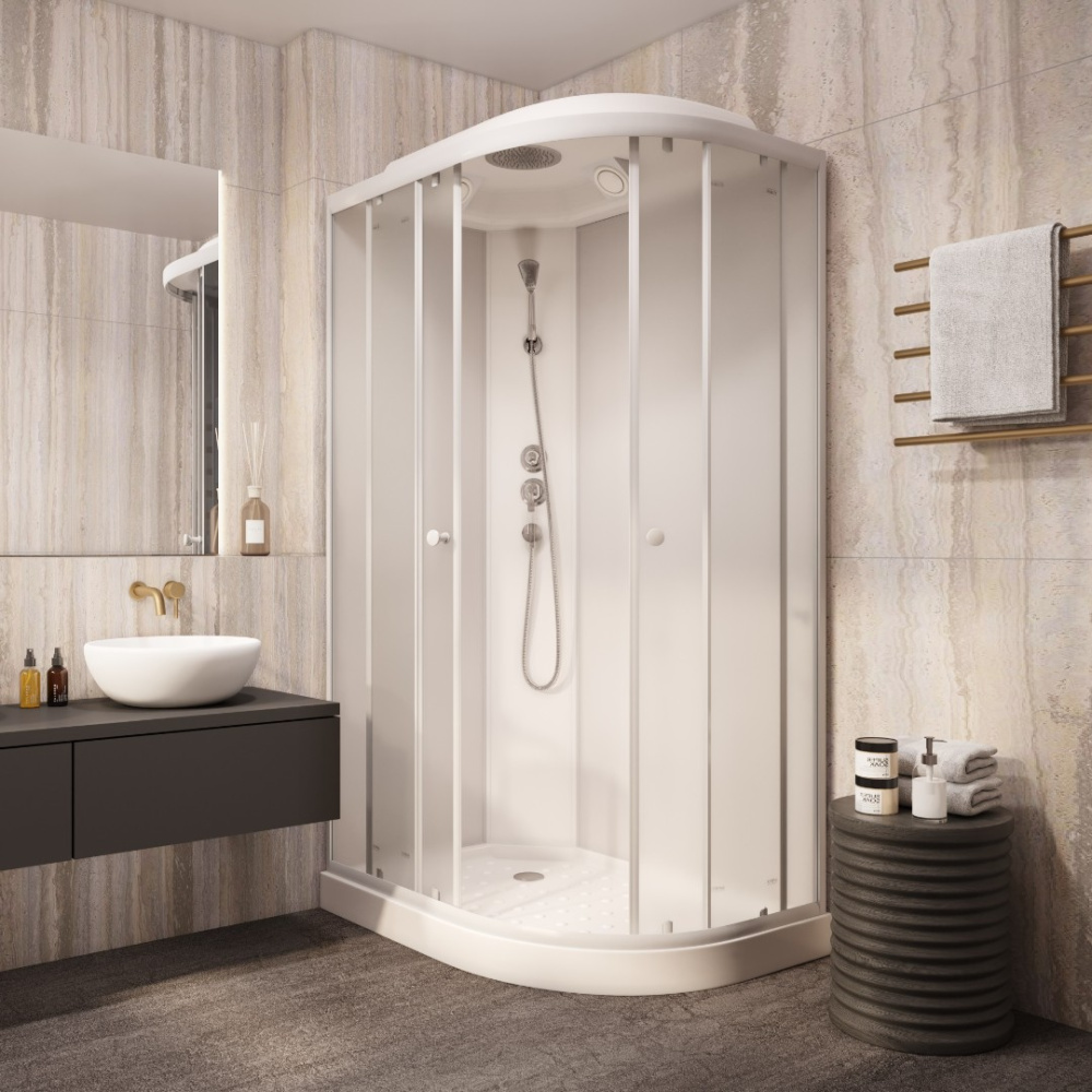 Фото Душевая кабина 120x80x215 Parly (EB1231L) белый, Без гидромассажа, ABS-пластик, Поддон низкий
