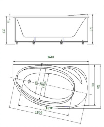 Фото Акриловая ванна 160x97 Aquatek (BET160-0000026), асимметричная