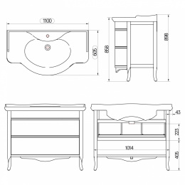 Фото Тумба с раковиной Tiffany World Armony Nuovo ARM2110-B+GIU200110/ALZA bi*1  112*62*81 см, цвет белый