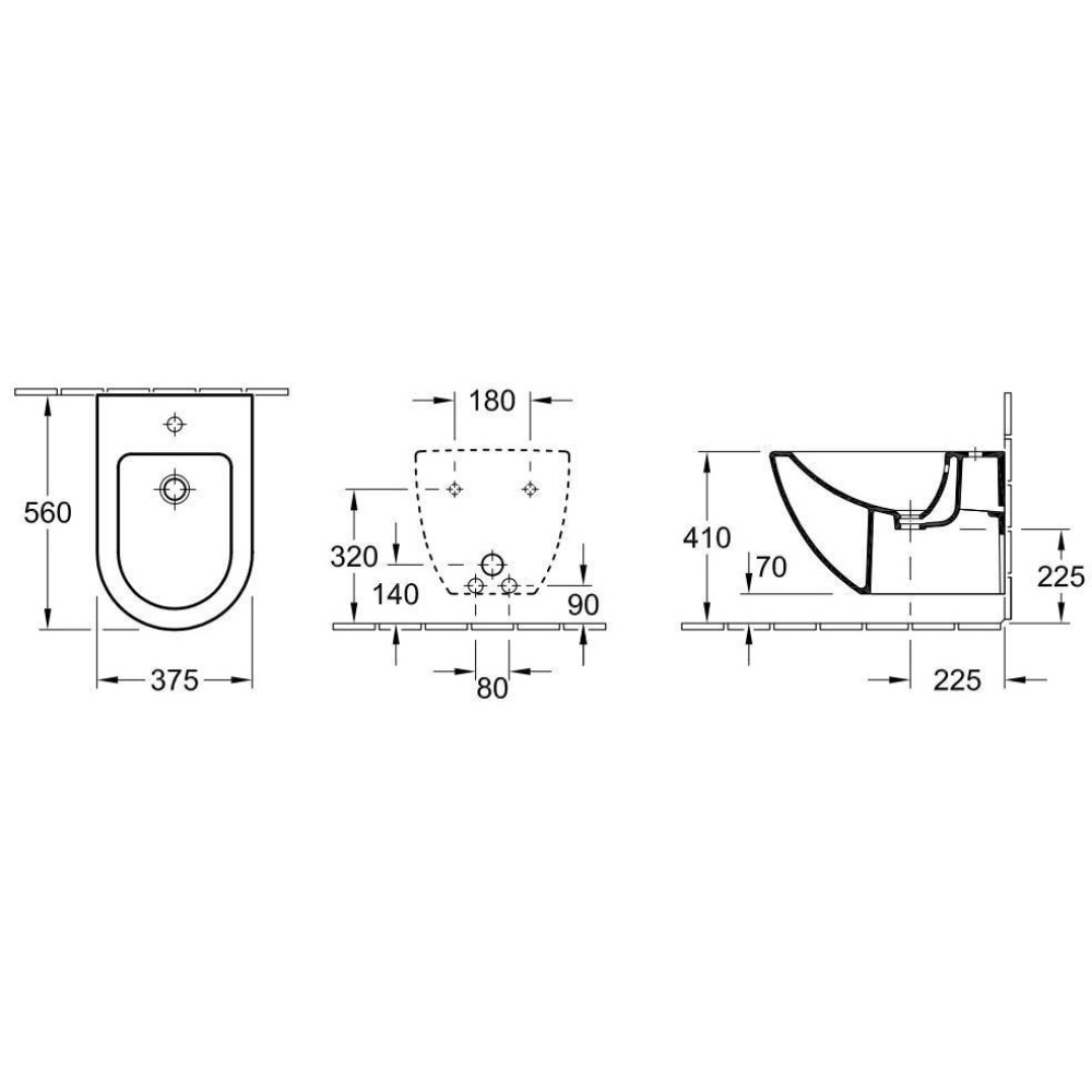 Биде подвесное 7400 00 01 VILLEROY&BOCH SUBWAY