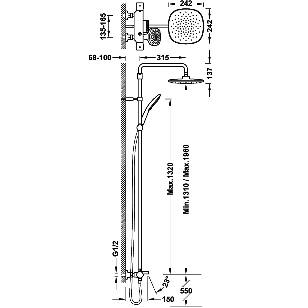 Фото Душевая система с термостатом Tres Canigo (21831202) хром