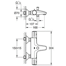 Grohe Eurosmart 124422 Комплект смесителей с душем термостат для ванны, смеситель для раковины, душе