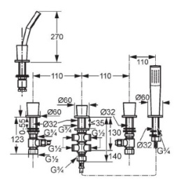 Смеситель для ванны Kludi JOOP! (554260505) хром