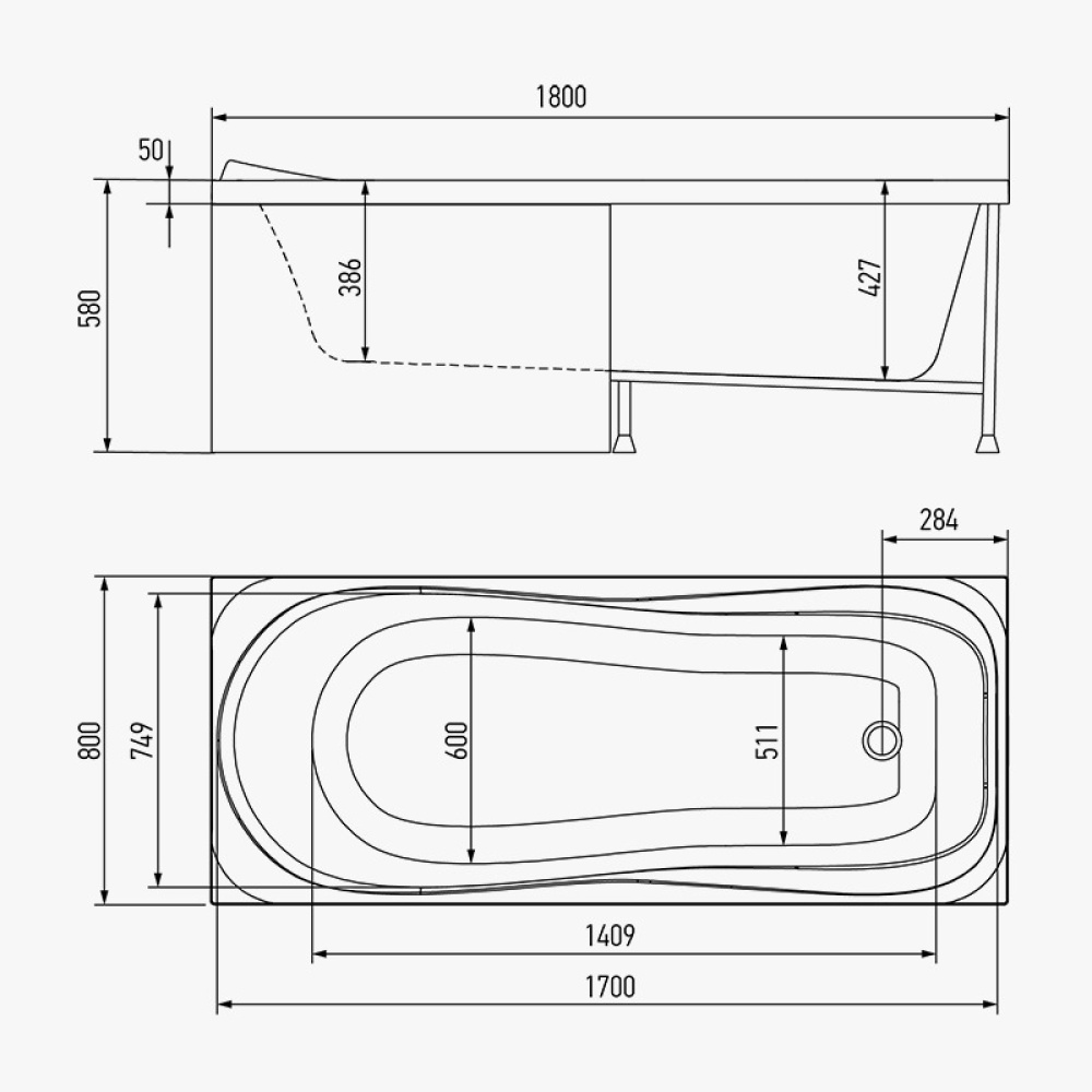 Фото Акриловая ванна 180x80 Timo (KATA1880)