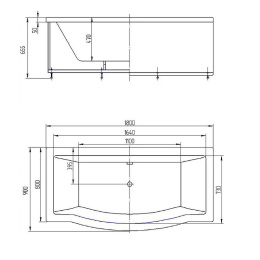 Акриловая ванна 180x90 Aquatek (GEL180-0000067), прямоугольная