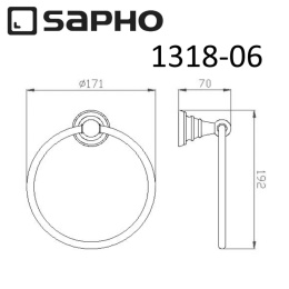 Sapho Diamond 1318-06 Полотенцедержатель DIAMOND кольцо, бронза