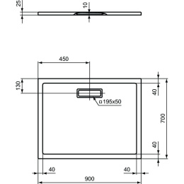 Ультратонкий акриловый прямоугольный душевой поддон 900x700x25 мм Ideal Standard ULTRAFLAT NEW T4474