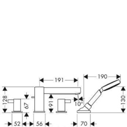 Hansgrohe Axor Steel 35444800 Смеситель на борт ванны (нерж.сталь)