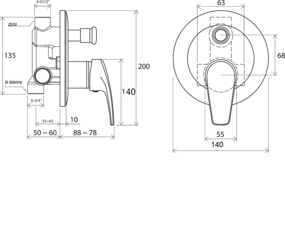 Фото Комплект для душа Bronze de Luxe Yasmina (NT800/B03) хром