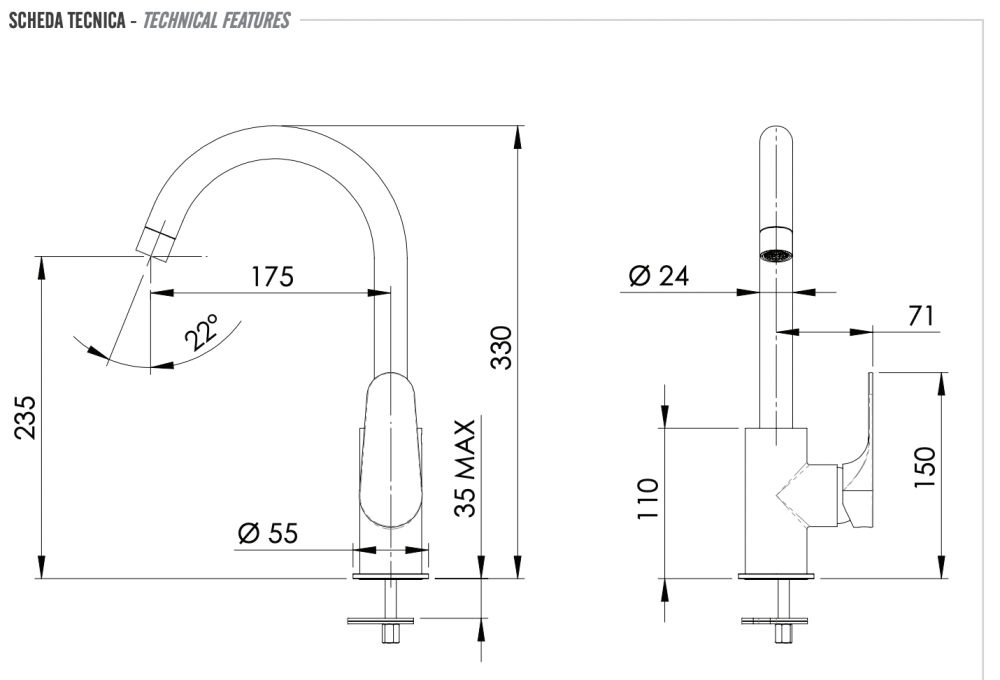 Фото Смеситель для кухни Remer Class Line L72