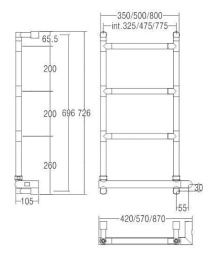 Полотенцесушитель электрический Margaroli Sereno MA0582NN0402BR, высота 72.6 см, ширина 42 см, бронз